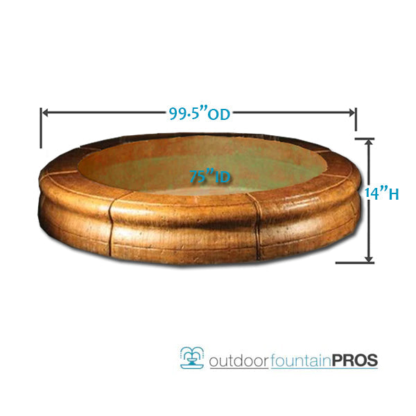 Fiore Pond Poly Basin with Set of 8 Coping Caps 99.5 inch Diameter
