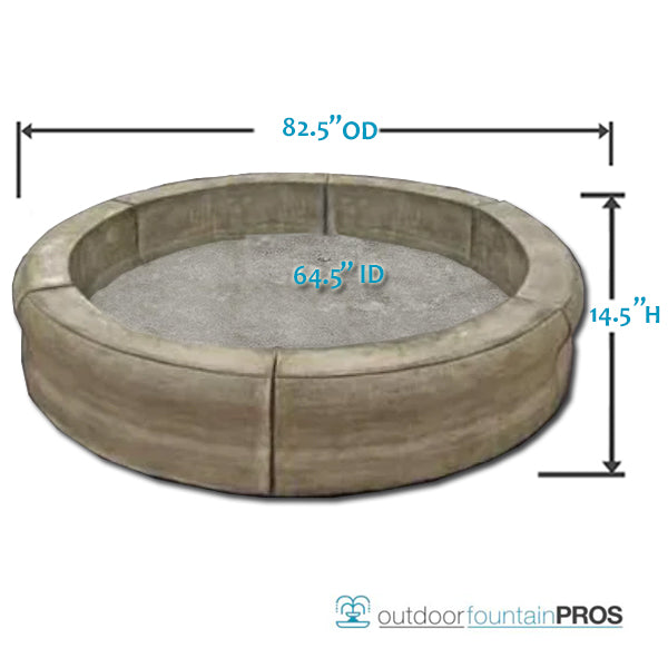 Medium Fiore Pond Poly Basin with Set of 6 Coping Caps 82.5 inch Diameter
