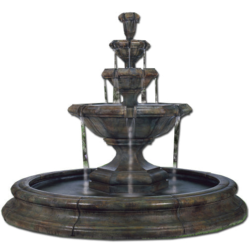 Grande Kensington Three Tier Fountain in Toscana Pool outdoor water feature