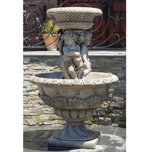 Antique Cherubs Outdoor Fountain with water flowing