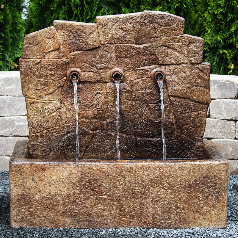 Acadia Wall Fountain with water flowing