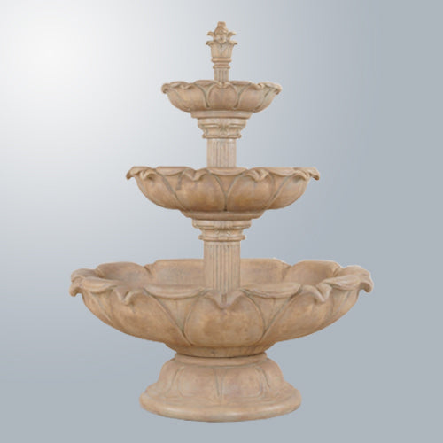 Acquarossa Three Tier Fountain Short outdoor water feature with cascading water