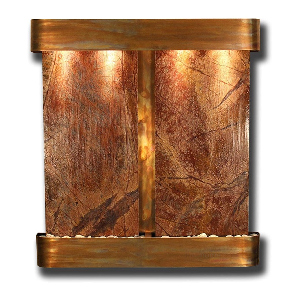 Aspen Falls Wall Fountain with natural stone and copper accents