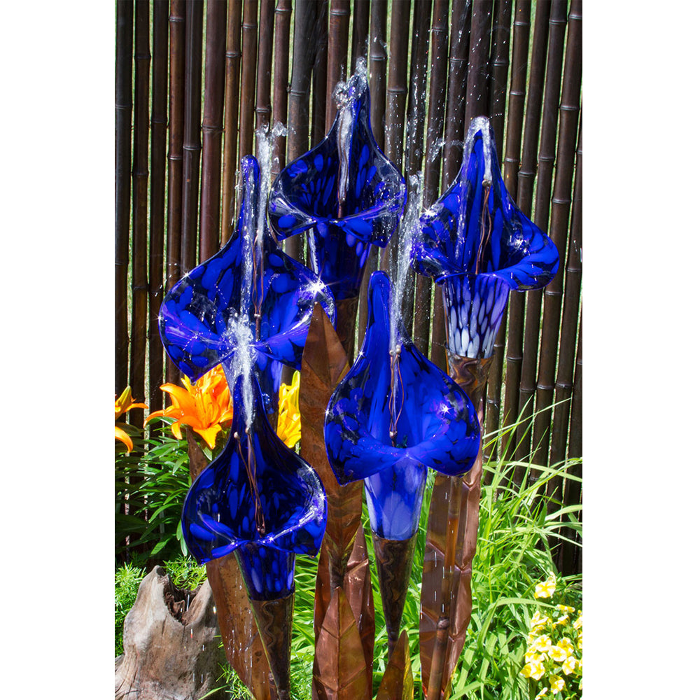 50 inch Copper Blue Iris Flower Garden Fountain