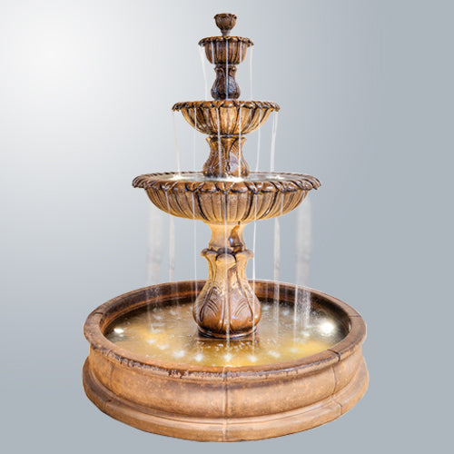 Calanthia Three Tier Pond Fountain with water flowing