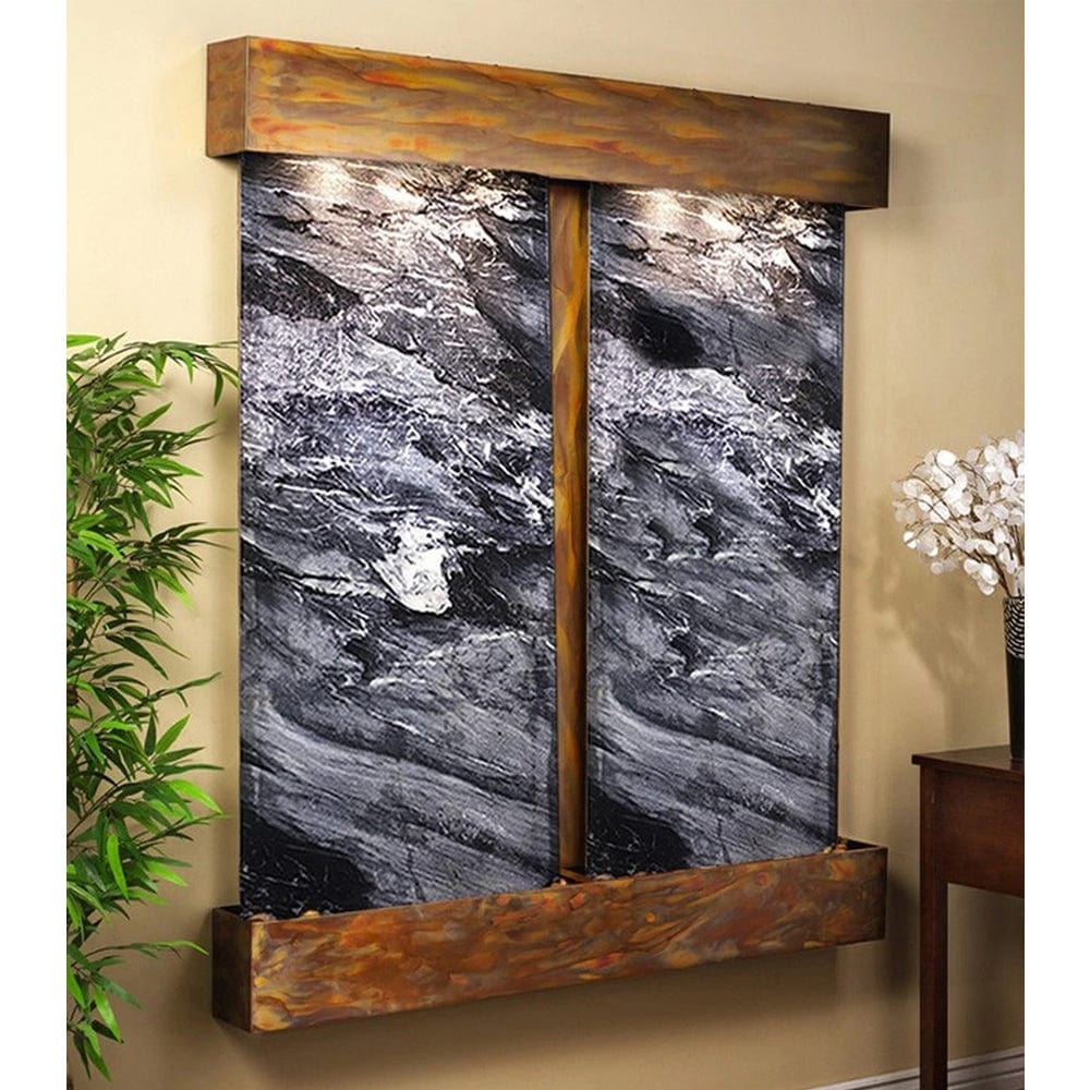 Cottonwood Falls Wall Fountain with natural stone and copper accents