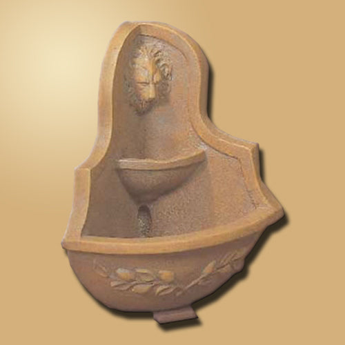 Deruta Lion Corner Wall Fountain with water flowing