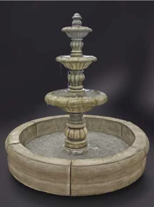 Espana Fountain with Medium Fiore Pond in a garden setting