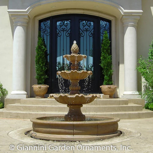 Garda Three Tier Pond Fountain with water flowing