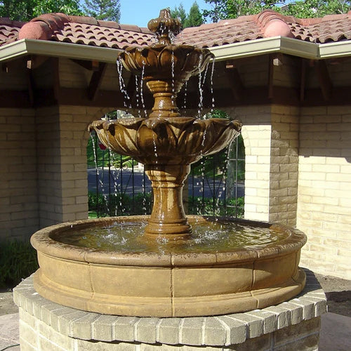 Gardenia Two Tier Pond Fountain with water flowing