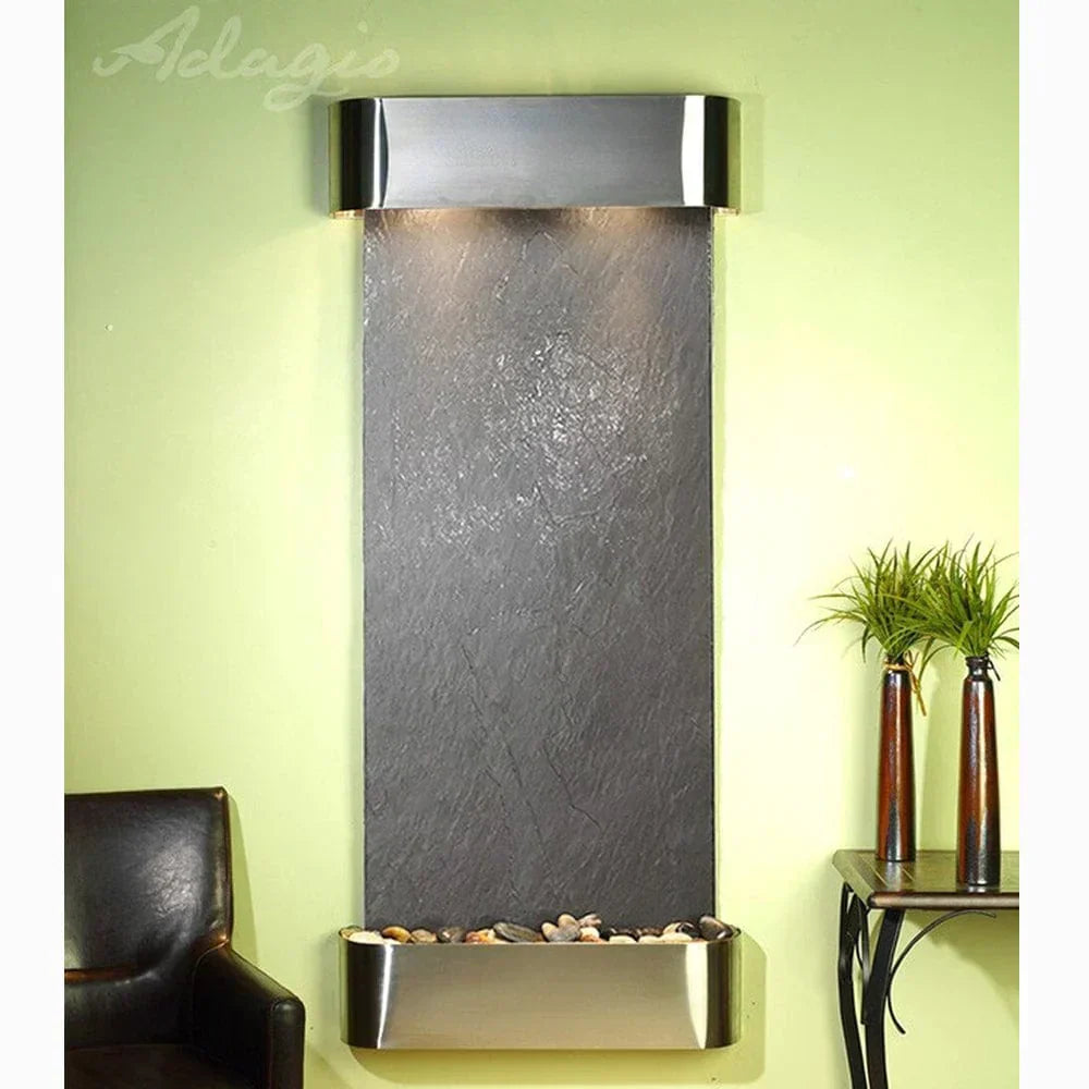 Inspiration Falls Wall Fountain with natural river rocks