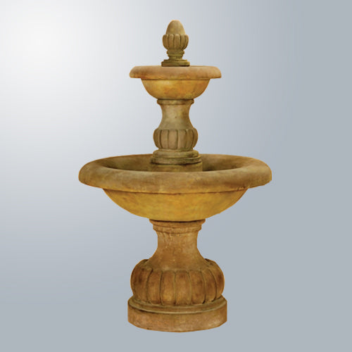 Isola Two Tier Fountain in a garden setting
