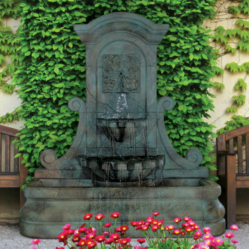 LaMura Four Seasons Flat Wall Fountain with water flowing