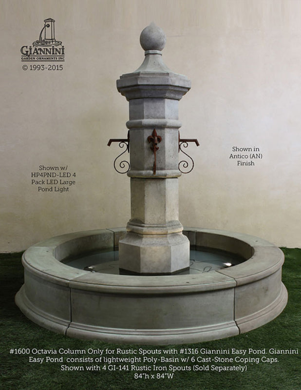 Octavia Outdoor Garden Fountain in Easy Pond with water flowing
