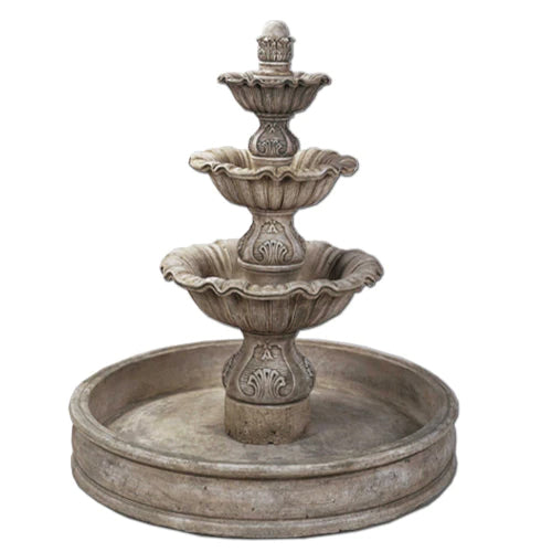 Regina Three Tier Pond Fountain in a garden setting