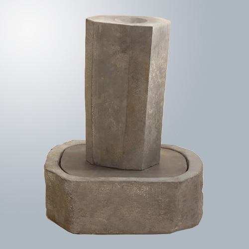 Rock Pillar Fountain Short outdoor water feature with natural stone look