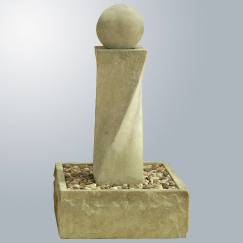 Rustic Mod Twist Fountain With Ball outdoor water feature