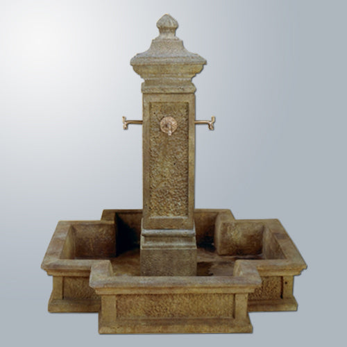 San Martino Outdoor Water Fountain for Spouts with detailed carvings and weathered finish