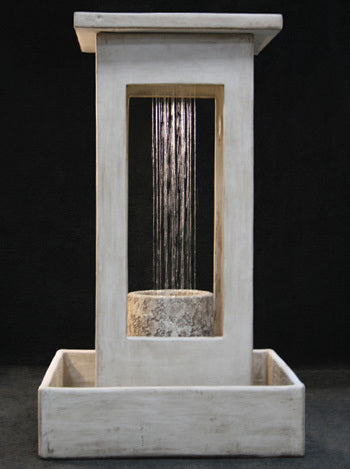 Smooth Center Rain Outdoor Fountain with Column and Square Basin