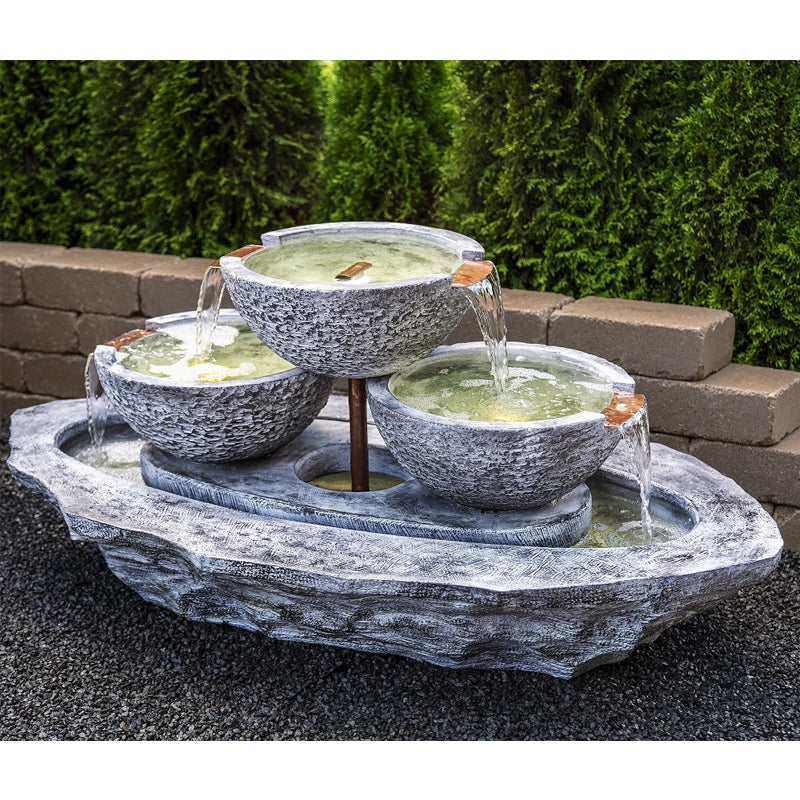 Tiered Coco Spill Fountain for outdoor garden patio or deck