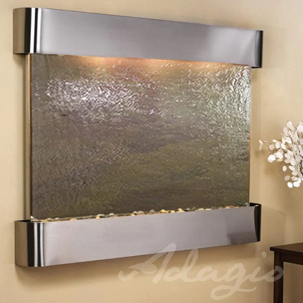 Teton Falls Wall Fountain with natural stone and water flowing