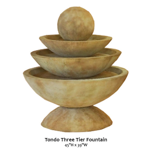 Tondo Three Tier Fountain in a garden setting