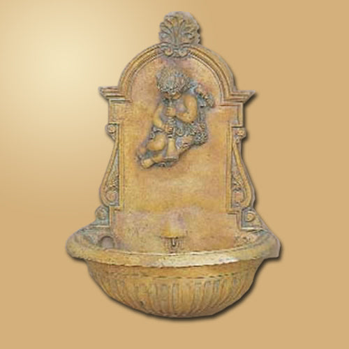 Trumpet Angel Wall Fountain with water flowing