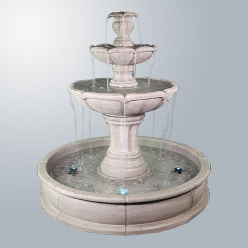 Velia Three Tier Pond Fountain in a garden setting