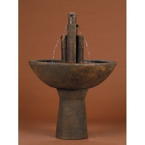 Bamboo Cast Stone Garden Fountain with Water Flowing