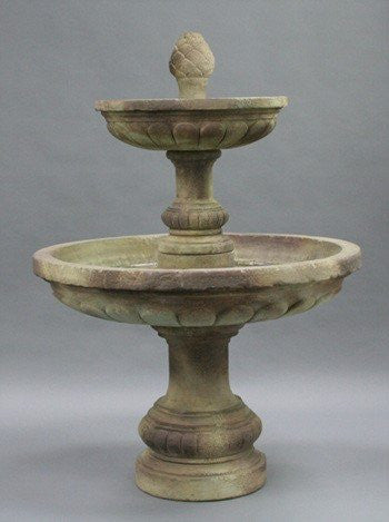 Mediterranean 2 Tier Outdoor Water Fountain with Basin and Finial