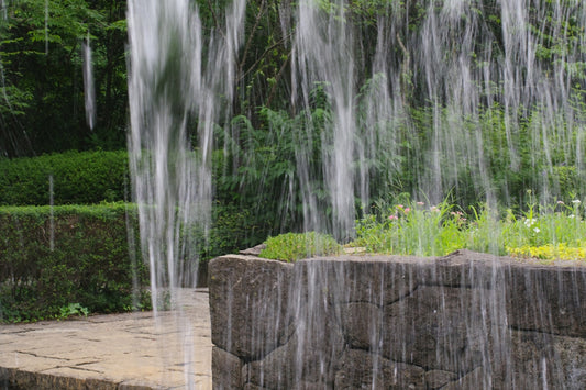A water spouting from a fountain in a park