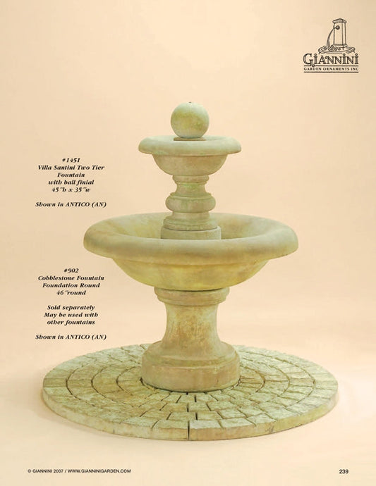 Villa Santini Two Tier Fountain with Ball Finial