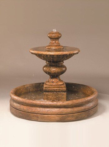 Formal outdoor water fountain with 46 inch basin