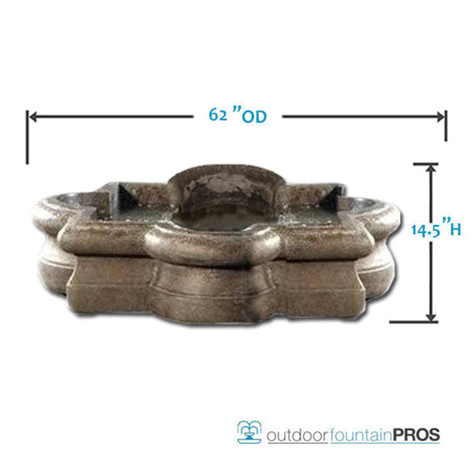 Quatrefoil One Piece Fountain Basin 62 Inch Wide