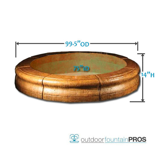 Fiore Pond Poly Basin with Set of 8 Coping Caps 99.5 inch Diameter