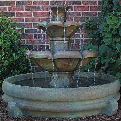 Montreux Two Tier Fountain in Pool with Water Flowing
