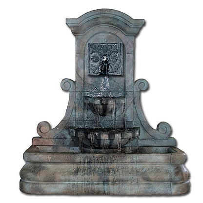 LaMura Fleur De Lys Flat Wall Fountain with water flowing