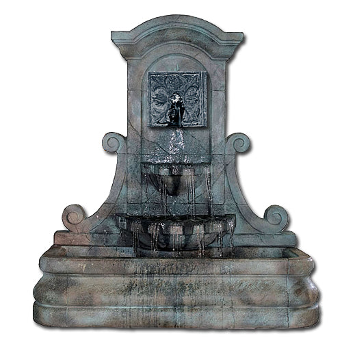 LaMura Fleur De Lys Flat Wall Fountain with water flowing