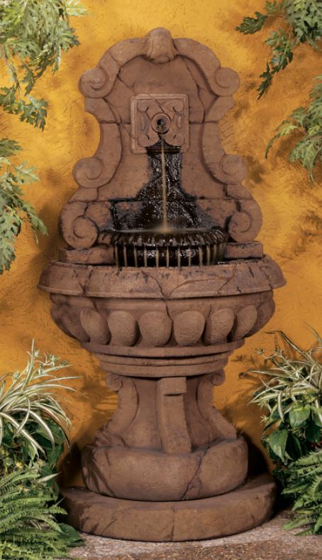 Europa Murabella Scroll Wall Outdoor Fountain with water flowing
