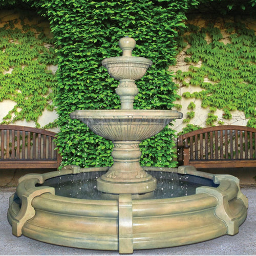 Traviata Two Tier Fountain in Toscana Pool outdoor water feature