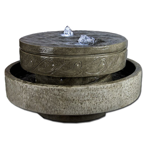 Yin Yang Fountain with water flowing