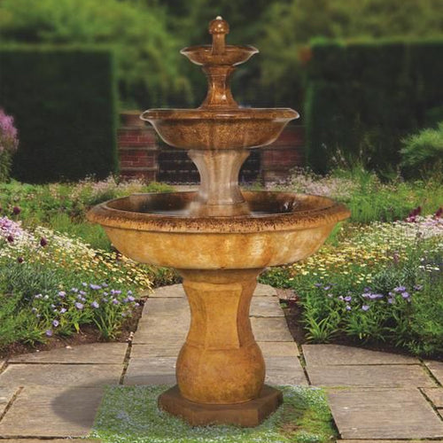 Grande Barrington Fountain outdoor water feature with tiered design and decorative base