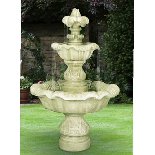 Two Tier Renaissance Fountain in a garden setting