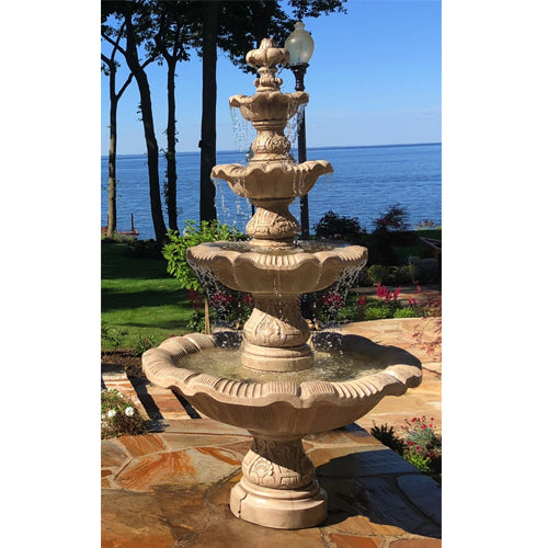 Four Tier Renaissance Fountain with water flowing