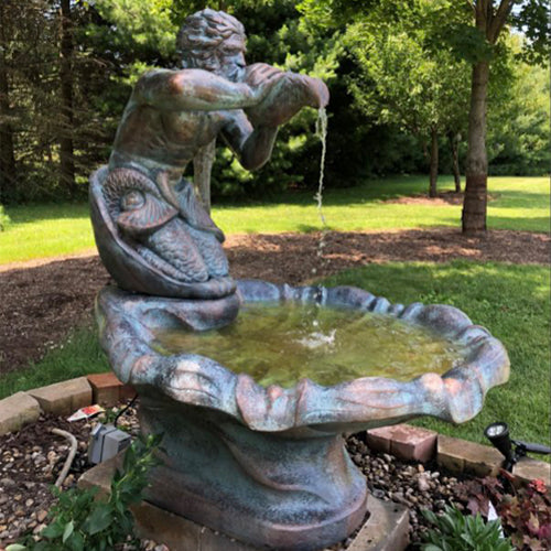 Triton Fountain outdoor water feature with sculpted figures