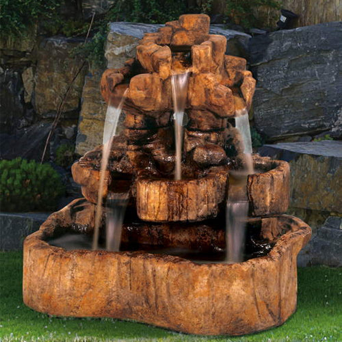Medium Rock Falls Fountain with water flowing