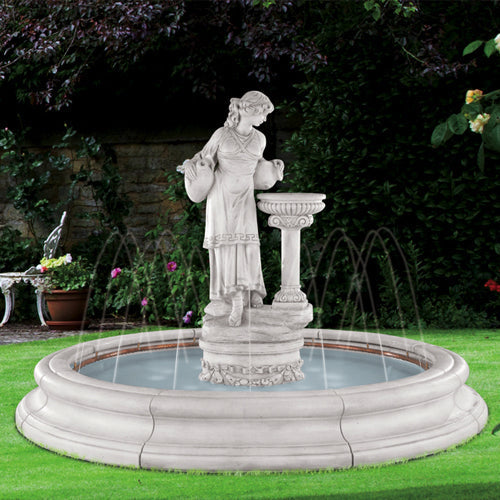 Angella Outdoor Fountain in Toscana Pool with water flowing