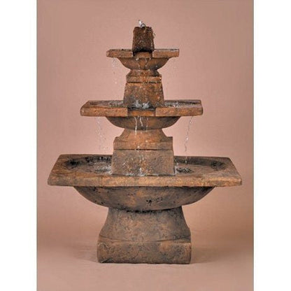 3 tier quadrate outdoor water fountain with cascading water