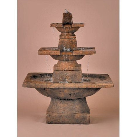 3 tier quadrate outdoor water fountain with cascading water
