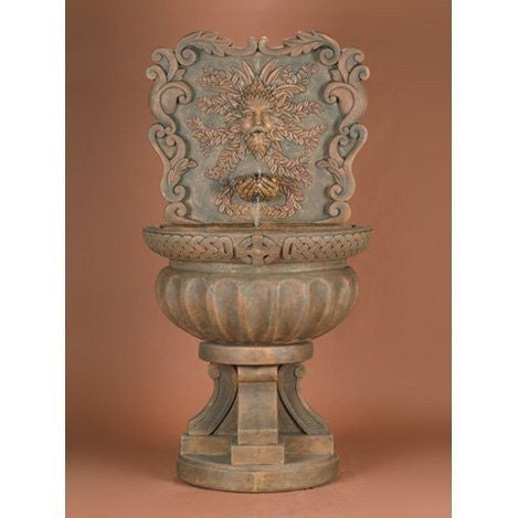 Green Man Outdoor Wall Fountain with water flowing